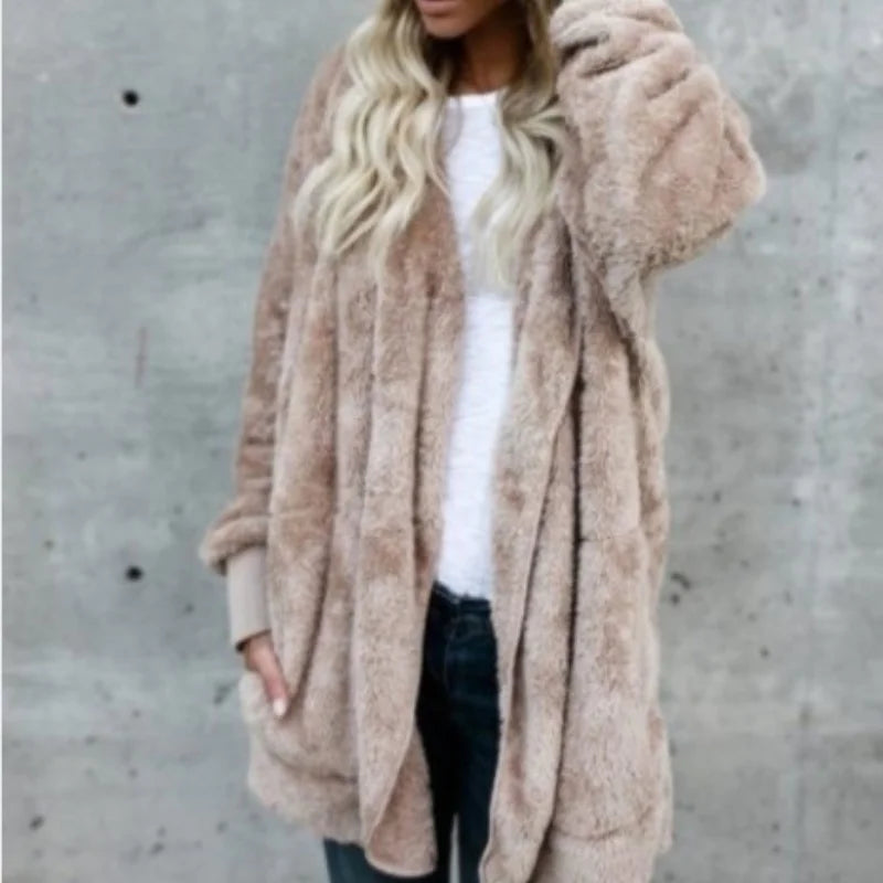 Double-Faced Faux Fur Hooded Overcoat