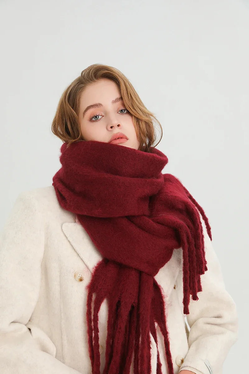 Warm Cashmere Big Tassel Scarf