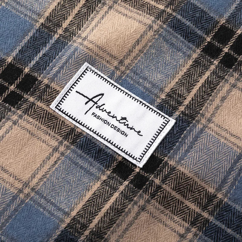 Mens Oversized Autumn Plaid Flannel Long Sleeve