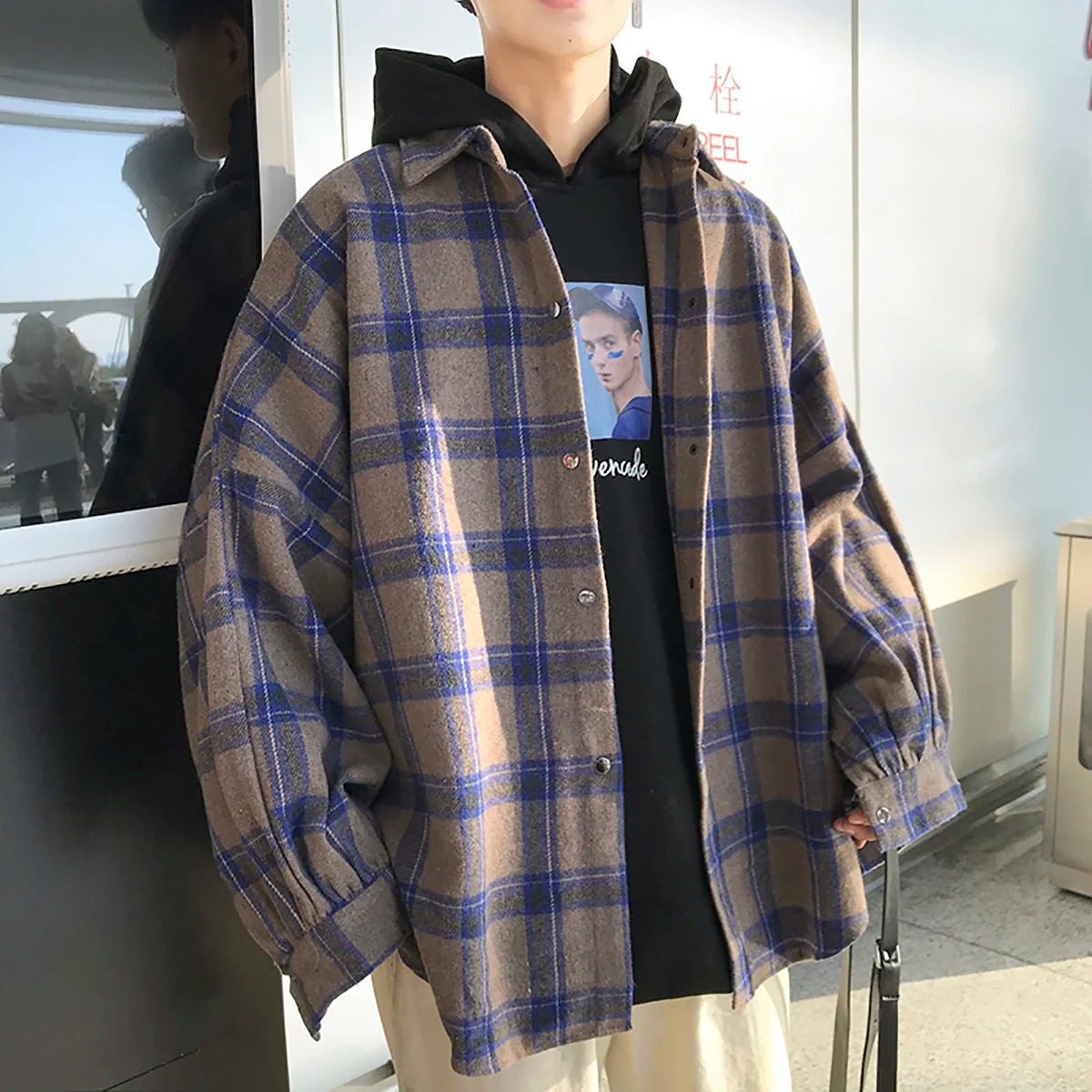 Plaid Fall Mens Vintage Flannel Shirt