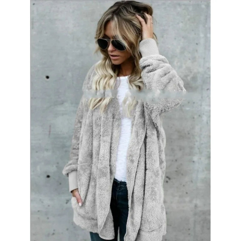Double-Faced Faux Fur Hooded Overcoat