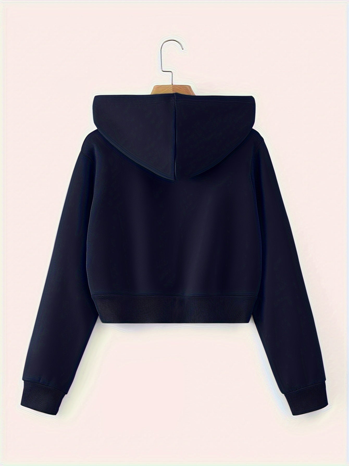 Zip Up Cropped Drawstring Hoodie
