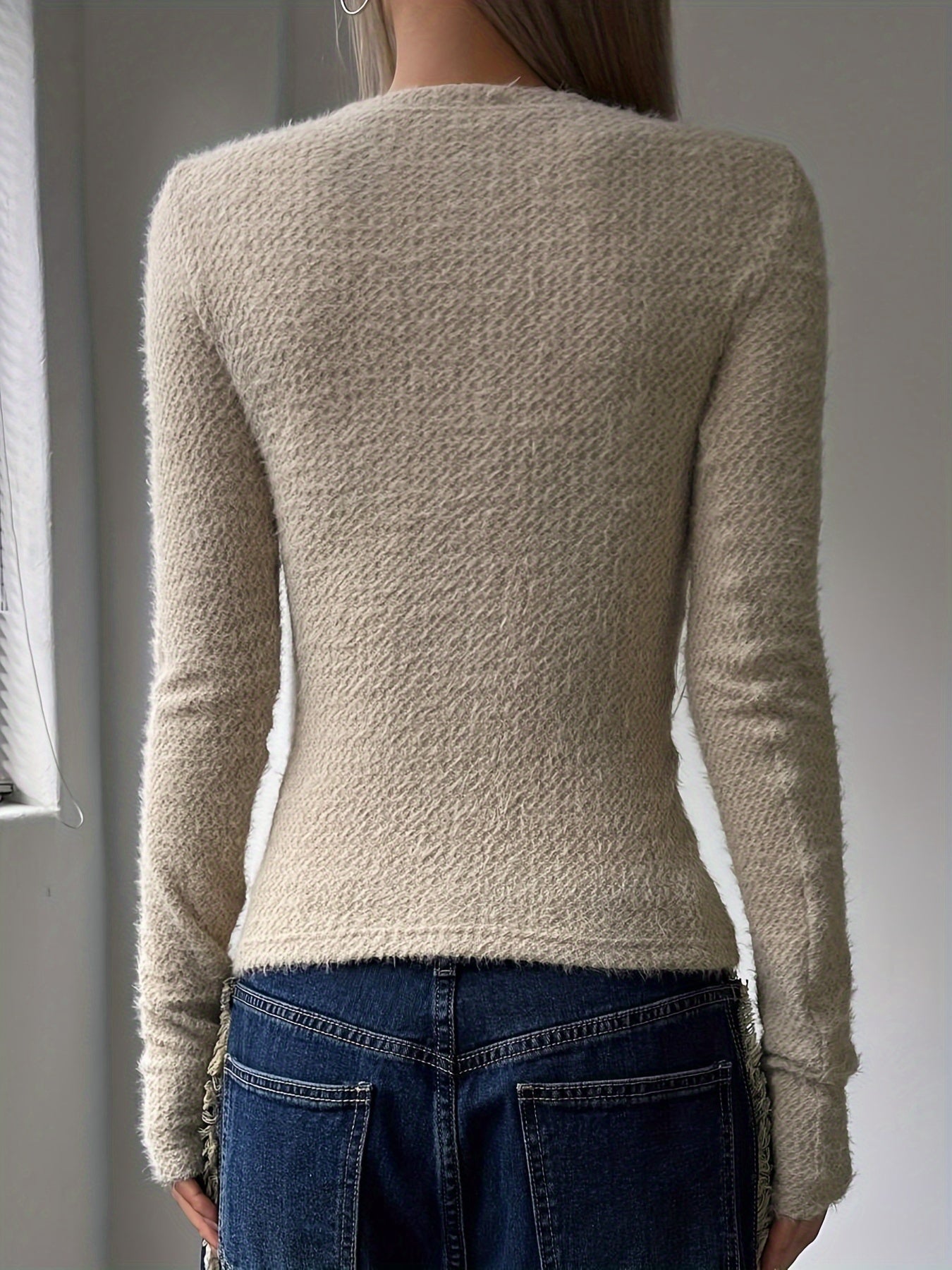 Casual Long Sleeve Knit Sweater