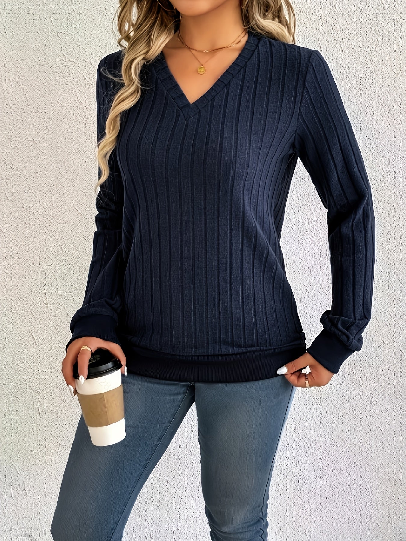 Cozy Ribbed V-Neck Sweater