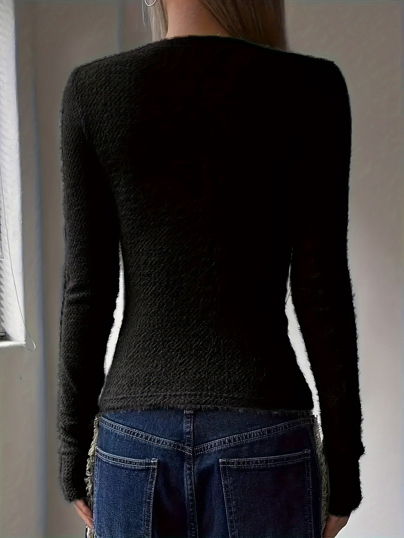 Casual Long Sleeve Knit Sweater