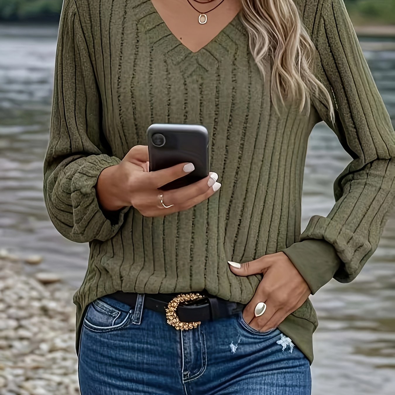 Cozy Ribbed V-Neck Sweater