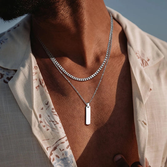 Bar Necklace Stainless Steel Twisted Rope Chain