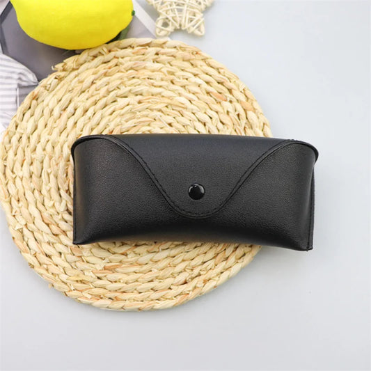 Durable Leather Eye Glasses Sunglasses Hard Case Solid Color Pouch Bag