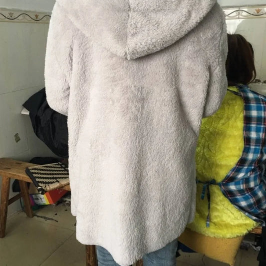 Double-Faced Faux Fur Hooded Overcoat