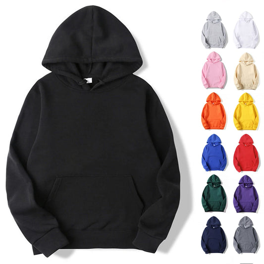 Plain Fleece Pullover Hoodie
