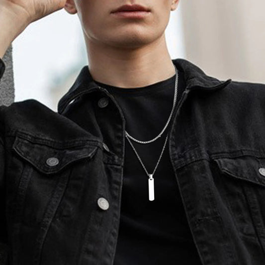 Bar Necklace Stainless Steel Twisted Rope Chain