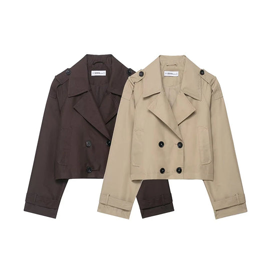 Double Breasted Short Trench Coat