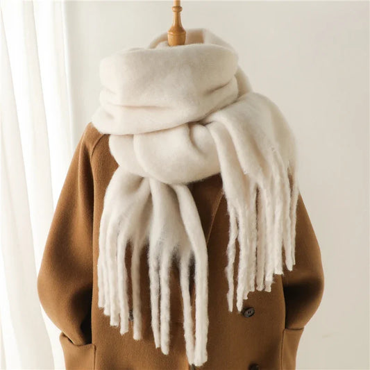 Warm Cashmere Big Tassel Scarf