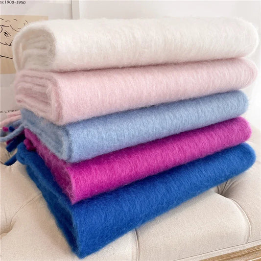 Warm Cashmere Big Tassel Scarf