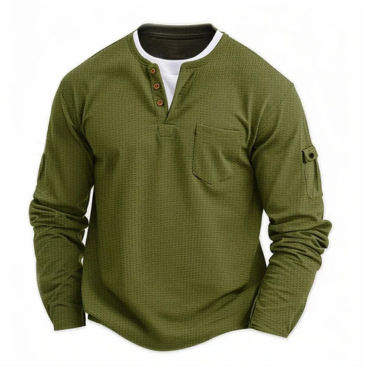 Mens Waffle Cotton Henley neck Shirt