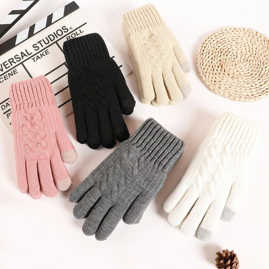 Plush Knitted Womens Gloves