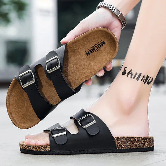 Classic Double Buckle Cork Sandals
