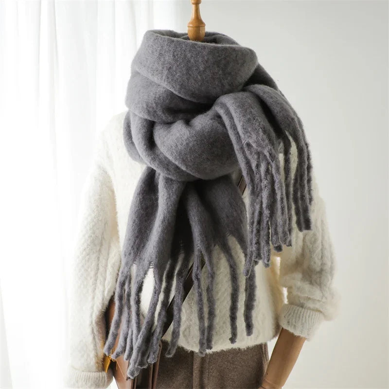 Warm Cashmere Big Tassel Scarf