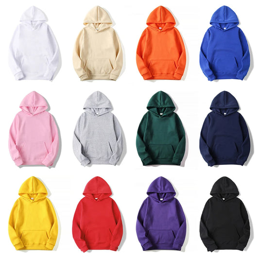 Plain Fleece Pullover Hoodie