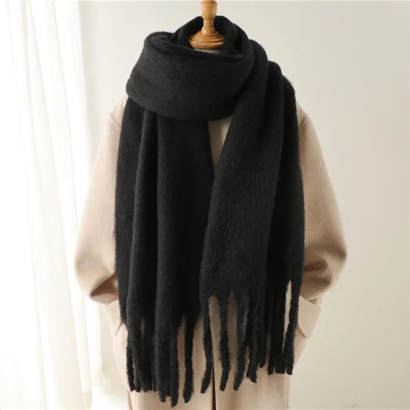 Warm Cashmere Big Tassel Scarf