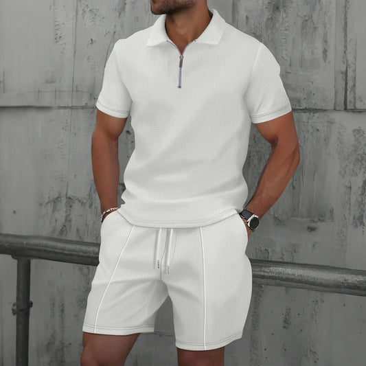 Mens Summer two-piece outdoor leisure solid color set