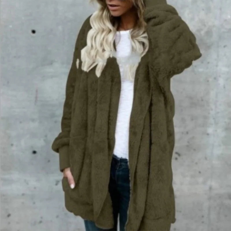 Double-Faced Faux Fur Hooded Overcoat