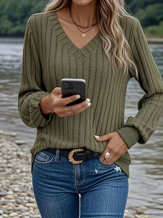 Cozy Ribbed V-Neck Sweater